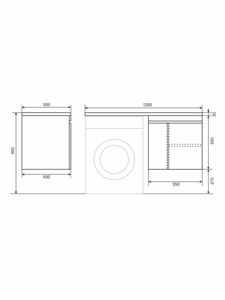 Тумба под стиральную машину подвесная Uperwood Magenta 55х50х55 см, черная, с дверцами