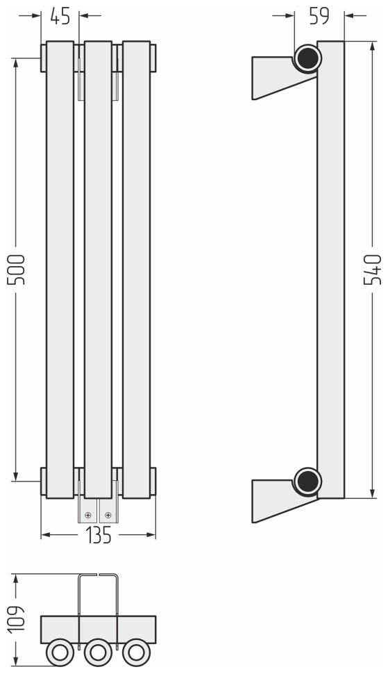 Эстет-0 500х135 3 секции