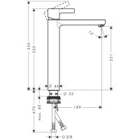 Смеситель для раковины Hansgrohe Metris S Highriser, без сливного набора 31023000, хром