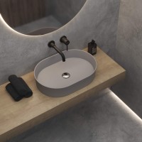 Раковина BERGES Ego SL накладная овал, 55x38 см, матовый серый, без отверстия под смеситель