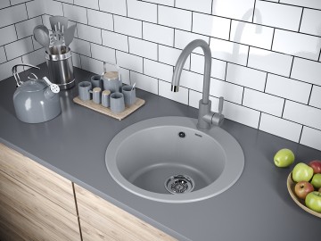 Мойка GELEGEN 50, IT-GRANIT, PM404800-GRM, серый металлик, D475 мм, Paulmark