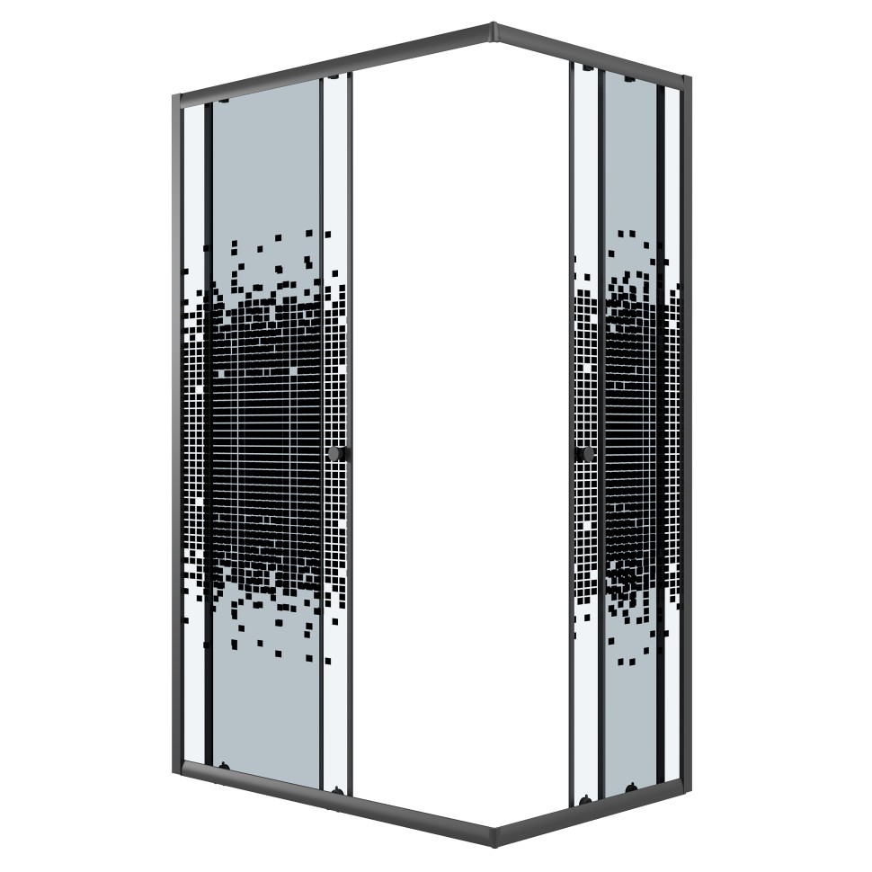 Душевое ограждение Niagara Eco NG-1012-14QBLACK (120х80х190) прямоугольник,раздвижное,черный,стекло мозаика,1 место