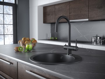 Смеситель для кухни HELLER, антрацит, He213218-AN, Paulmark