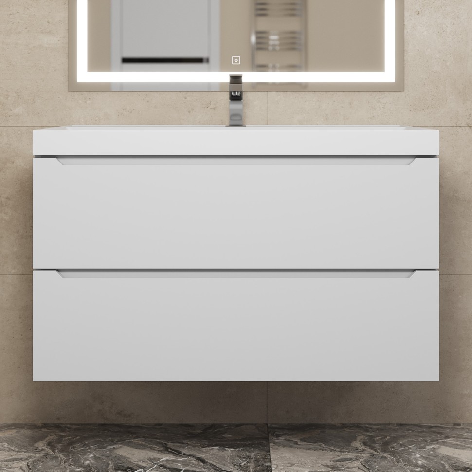 Тумба под раковину для ванной Uperwood Tanos 90 см, подвесная, белая матовая