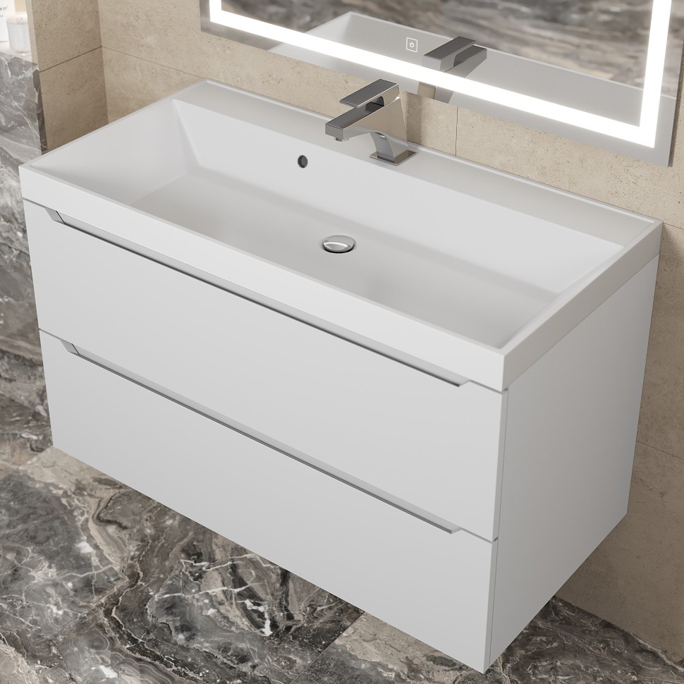 Тумба под раковину для ванной Uperwood Tanos 90 см, подвесная, белая матовая