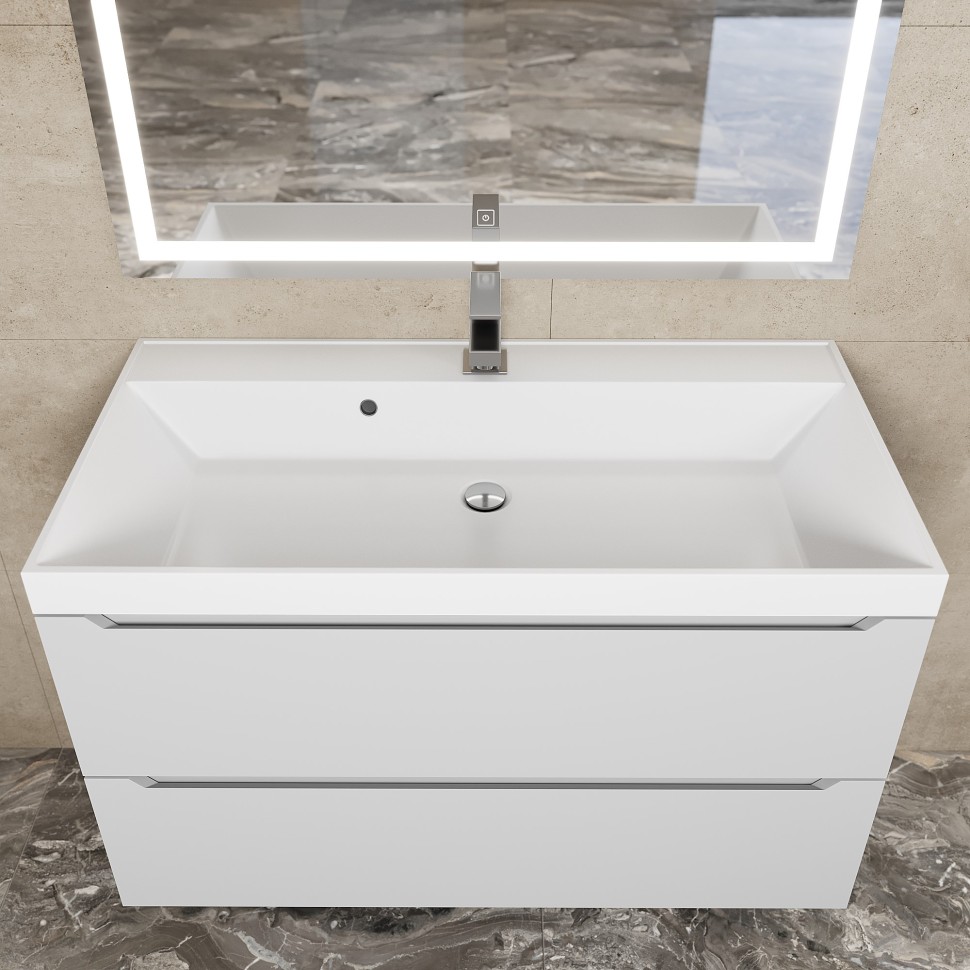 Тумба под раковину для ванной Uperwood Tanos 90 см, подвесная, белая матовая