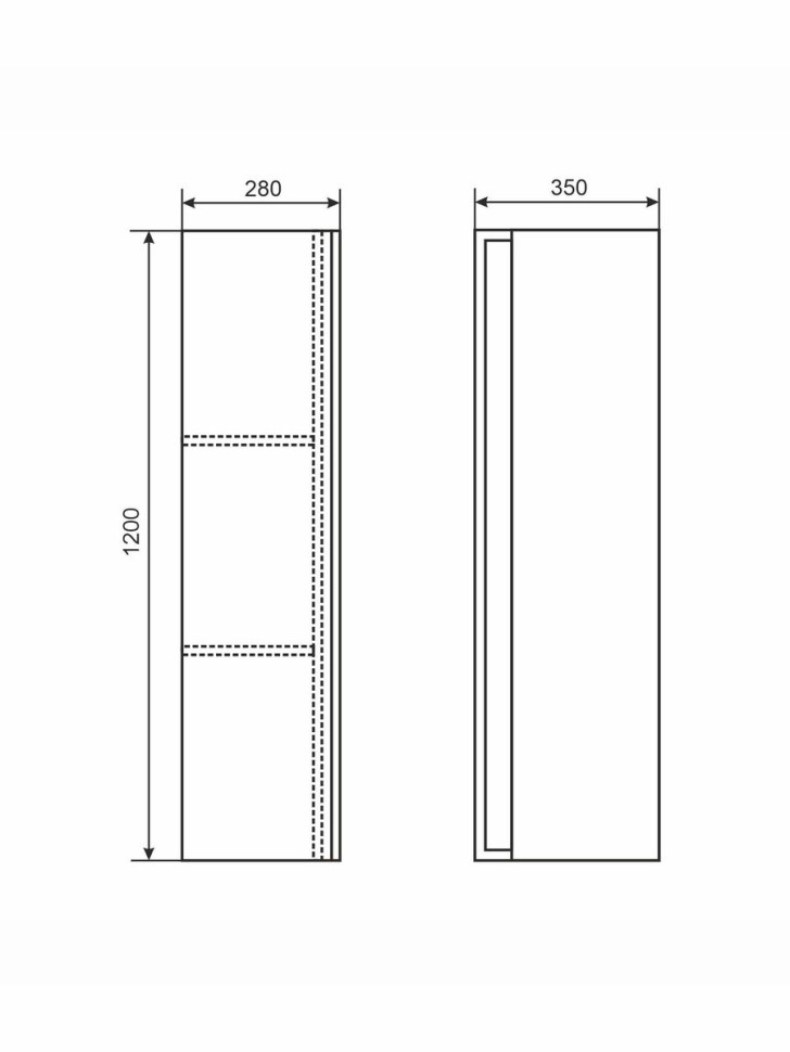 Шкаф-пенал для ванной Uperwood Next Premium, 35*28*120 см, подвесной, белый