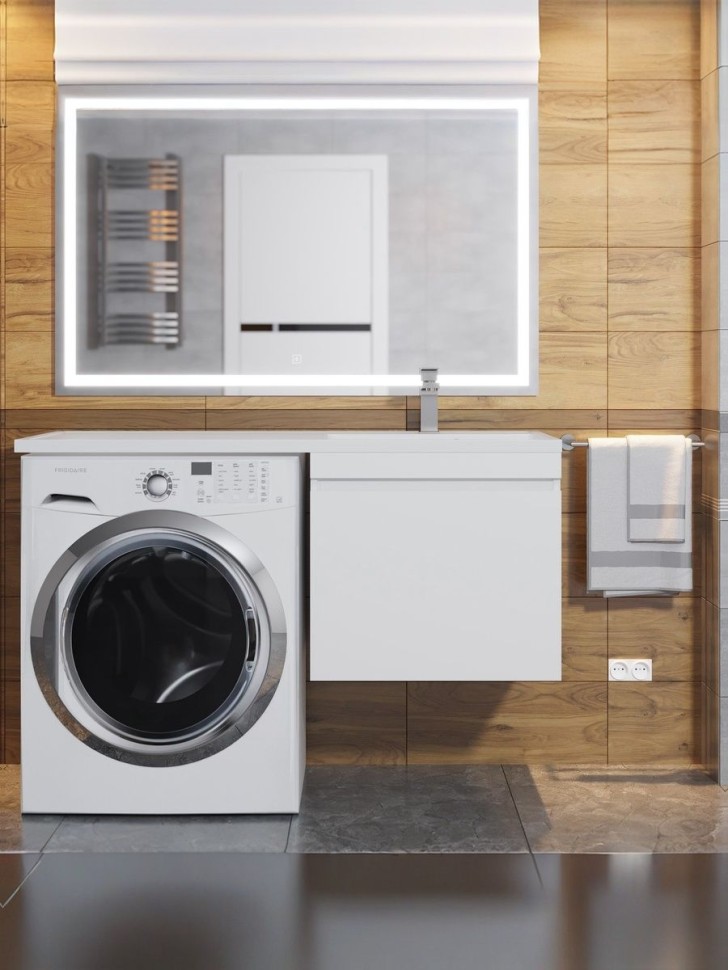 Тумба под стиральную машину подвесная Uperwood Magenta 55х50х55 см, белая, выдвижной ящик