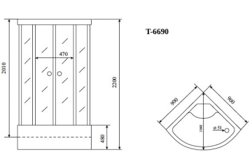 Timo Standart T-6690 Silver Fabric душевая кабина (90*90*220), шт