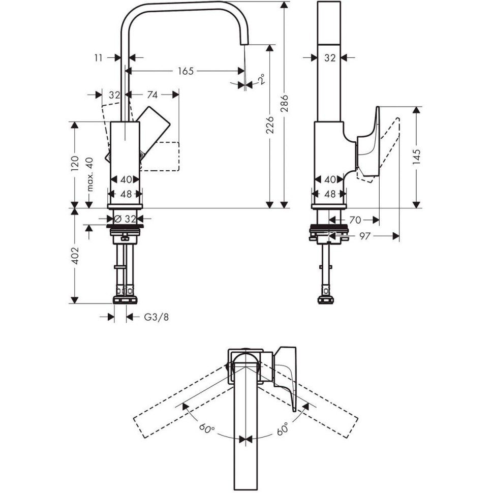 Смеситель для раковины Hansgrohe Metropol 32511700, белый матовый