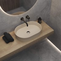 Раковина BERGES Ego SL накладная овал, 55x38 см, матовый жасмин, без отверстия под смеситель