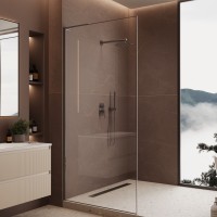 Душевая перегородка Волк-Ин (Walk-In) VSWL-7HS900CLGM, 900*2000, вороненая сталь, стекло прозрачное,  