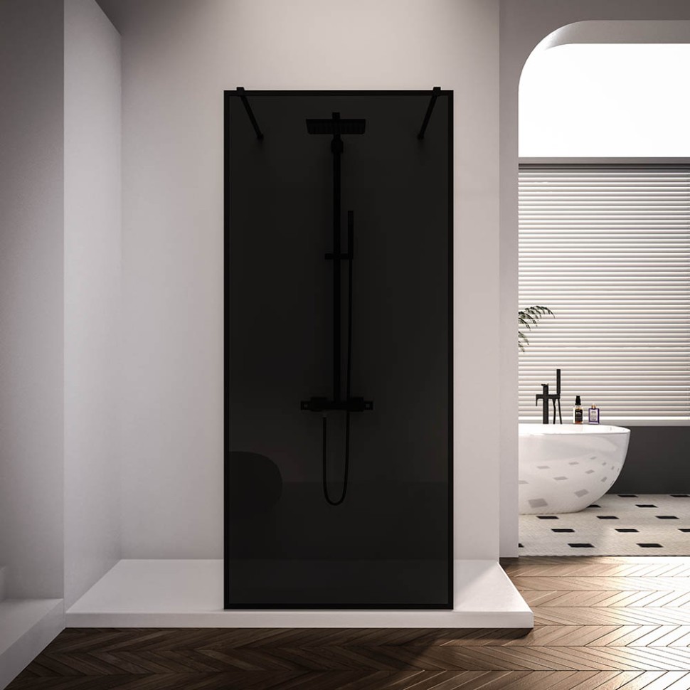 Душевая перегородка Veconi Korato KR-90BB, 1200x2000, черный, стекло черное