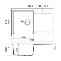 Кухонная мойка Omoikiri Daisen 78T-PL Tetogranit/платина