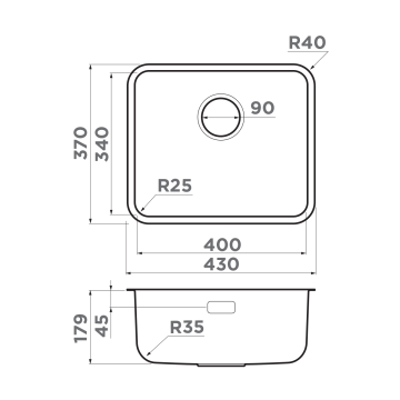 Кухонная мойка Omoikiri Omi 43-U/I Ultra Mini-LG нерж. сталь/светлое золото