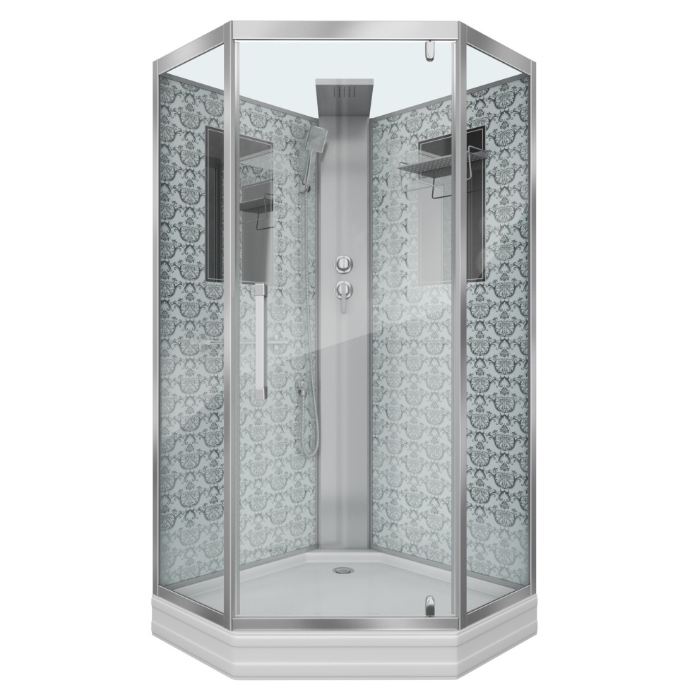 Душевая кабина Niagara Luxe NG-7799WBK (90x90х210) низкий поддон(15см),дверь распашная,стенки серебро,без крыши,4 места