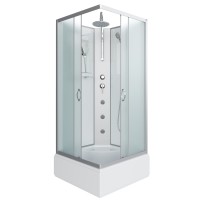 Душевая кабина Niagara Classic NG-1108-14BKTG (90х90х210) средний поддон(26см),стекло матовое,4 места с полкой