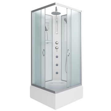 Душевая кабина Niagara Classic NG-1108-14BKTG (90х90х210) средний поддон(26см),стекло матовое,4 места с полкой