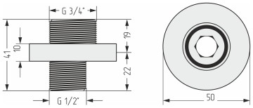 Отражатель TUBE d 50 с эксцентриком (G 1/2" НР х G 3/4" НР)
