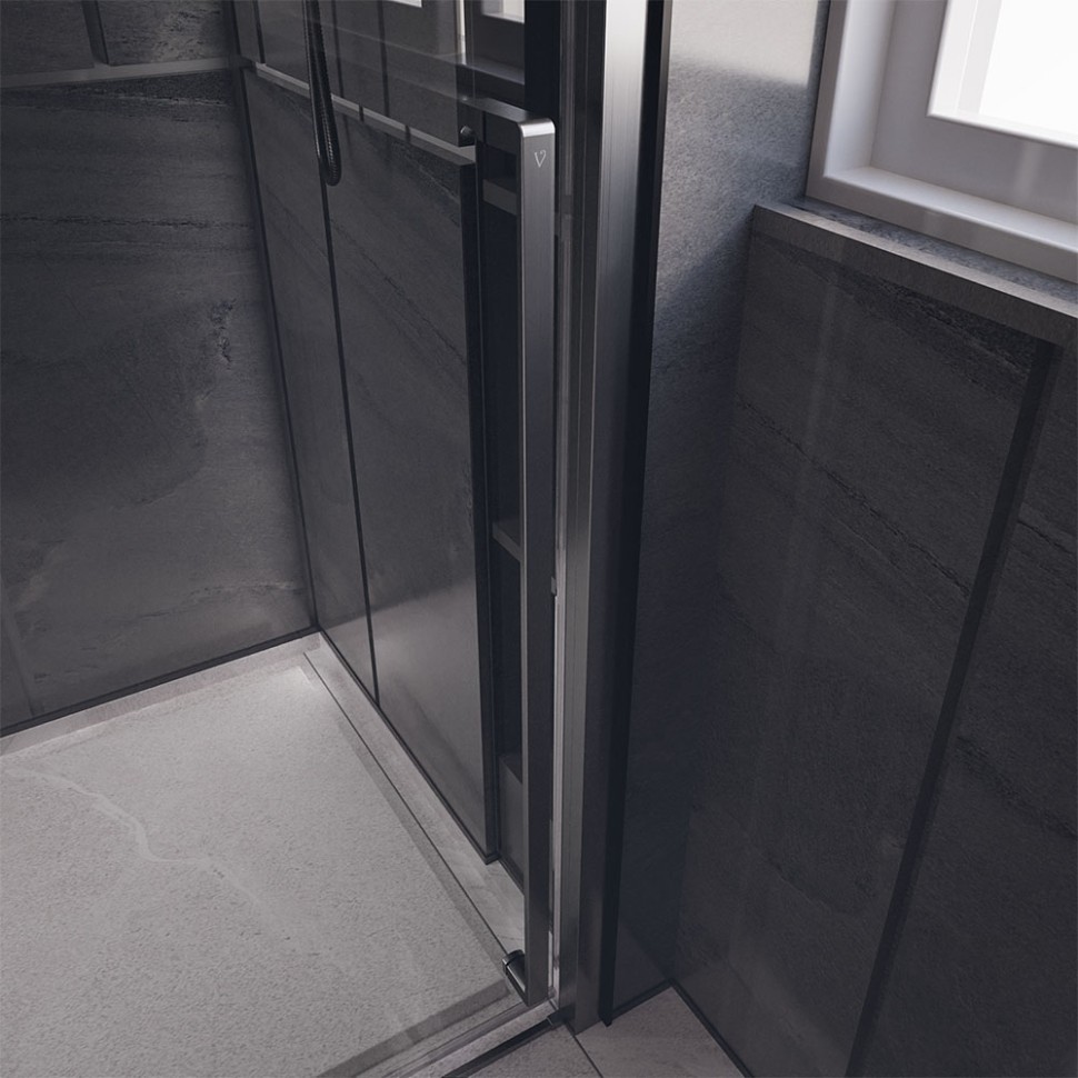 Душевой угол Veconi Premium Trento PTC-SP-30GR, 1300х900x2000, брашированный графит, стекло прозрачное