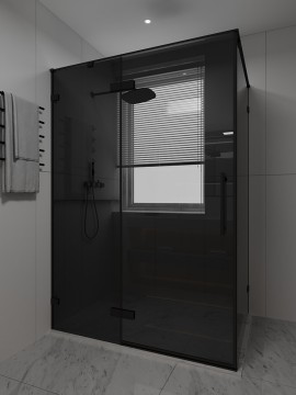 Душевой угол распашной Veconi Premium Alassio SP BB, 1500х900x2000, черный матовый, стекло черное