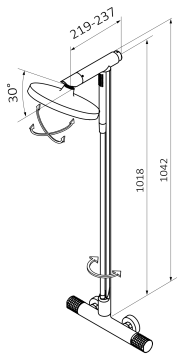 Душевая стойка GRB AURA 75625752 термостатическая без излива, черный/хром