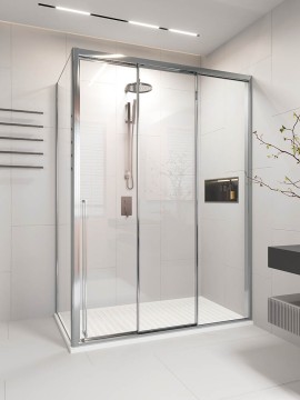 Душевой угол раздвижной Veconi Premium Prato 300 SP CH-R, 1700х900x2000, хром, стекло прозрачное