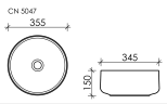 Умывальник чаша накладная круглая Element 355x355x150мм