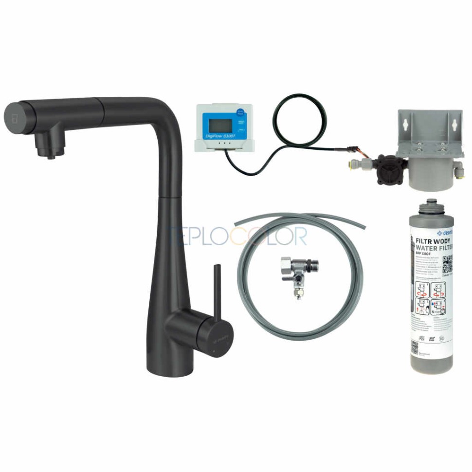 Смеситель для кухни, с комплектом фильтрации воды, с выдвижным изливом