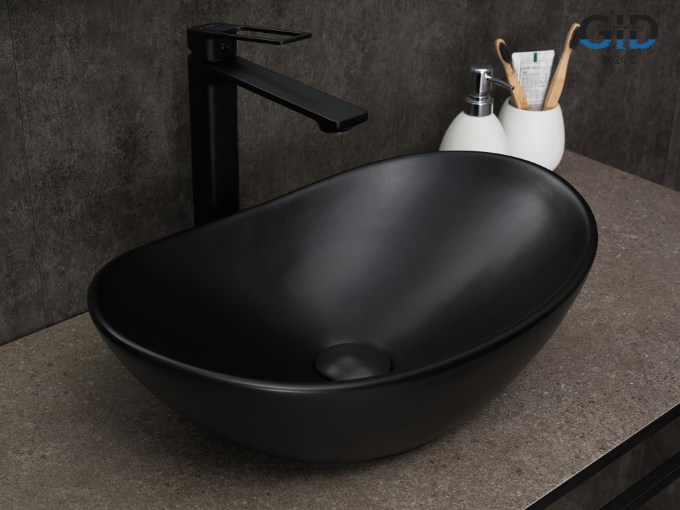 Раковина Gid Bm9133 53352 накладная черная матовая 48x30.5x14.5