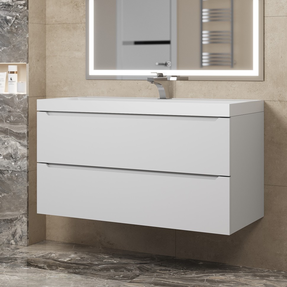 Тумба под раковину для ванной Uperwood Tanos 100 см, подвесная, белая матовая