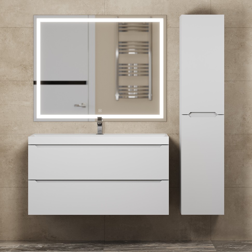 Тумба под раковину для ванной Uperwood Tanos 100 см, подвесная, белая матовая