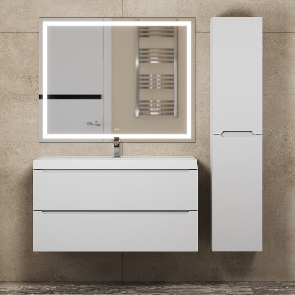 Тумба под раковину для ванной Uperwood Tanos 100 см, подвесная, белая матовая