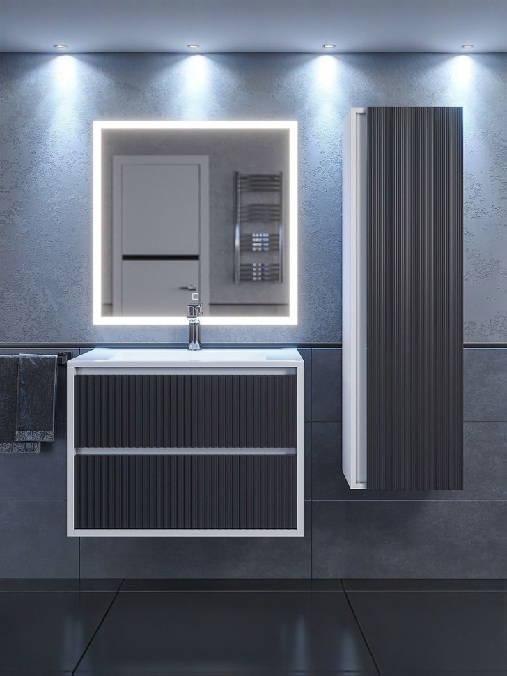 Шкаф-пенал для ванной Uperwood Next Premium, 35*28*120 см, подвесной, белый/графит