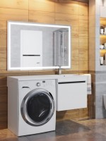 Тумба под стиральную машину подвесная Uperwood Magenta 55х50х55 см, белая/графит, выдвижной ящик