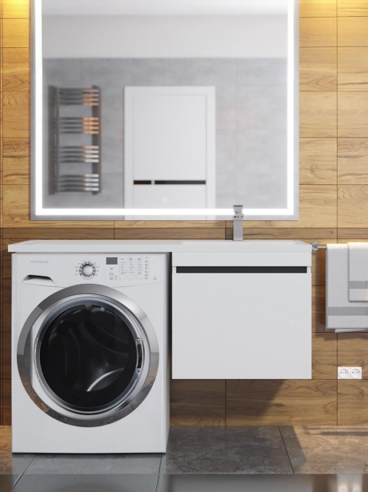 Тумба под стиральную машину подвесная Uperwood Magenta 55х50х55 см, белая/графит, выдвижной ящик