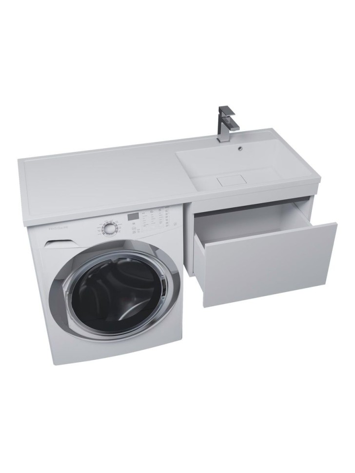 Тумба под стиральную машину подвесная Uperwood Magenta 55х50х55 см, белая/графит, выдвижной ящик