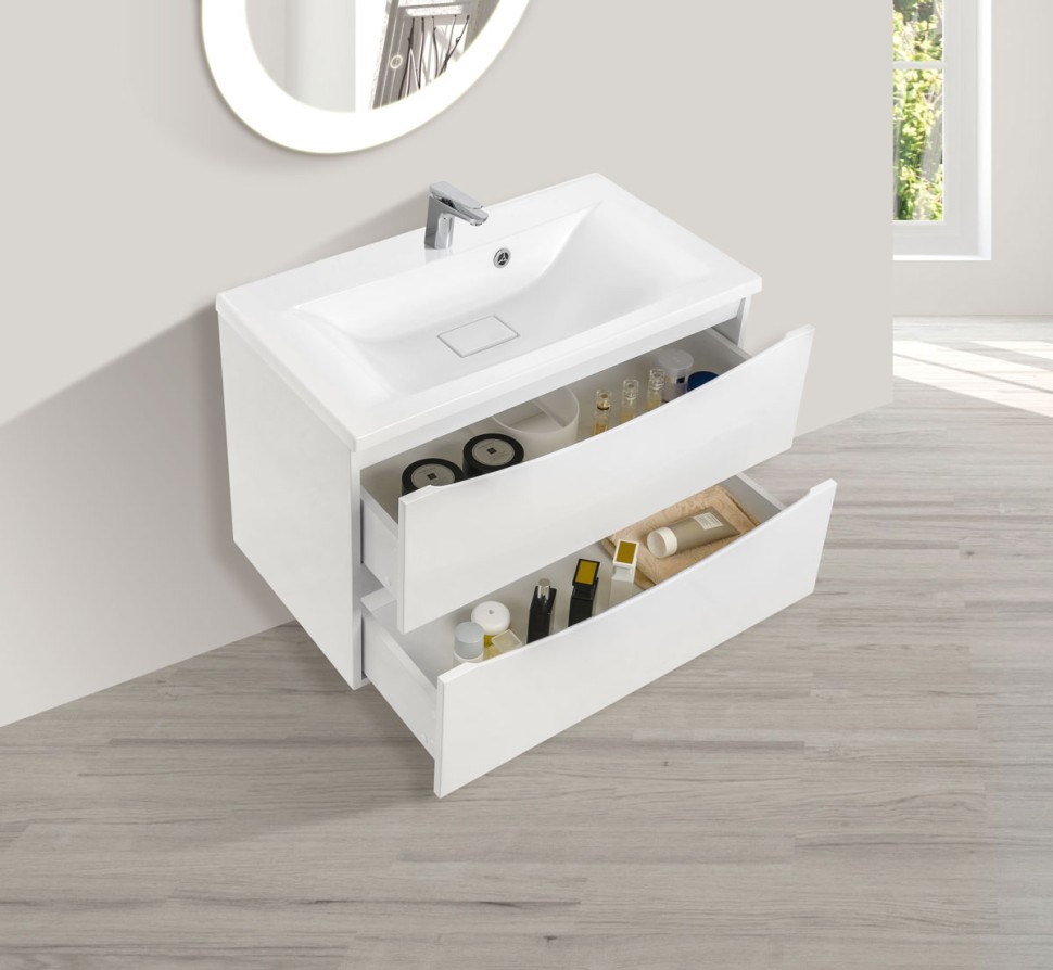 База под раковину Mia 750 подвесная, 2 выкатных ящика soft close, G.White