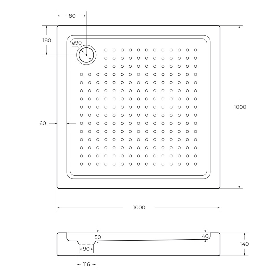 Акриловый поддон CEZARES TRAY-A-A-100-15-W0