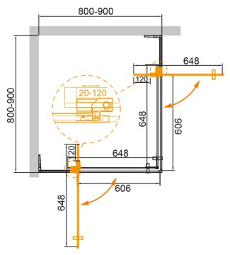 Душевой уголок CEZARES SLIDER-A-2-80/90-BR-GM