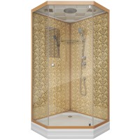 Душевая кабина Niagara Luxe NG-7701DG (90x90х210) низкий поддон(15см),дверь распашная,стенки золото,3 места