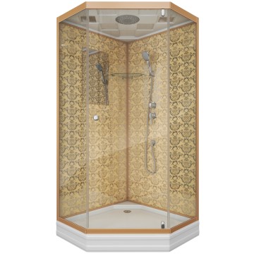 Душевая кабина Niagara Luxe NG-7701DG (90x90х210) низкий поддон(15см),дверь распашная,стенки золото,3 места