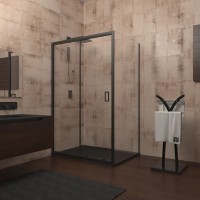 Душевой угол Veconi Rovigo RV-040B, 1200х900х1850, черный, стекло прозрачное
