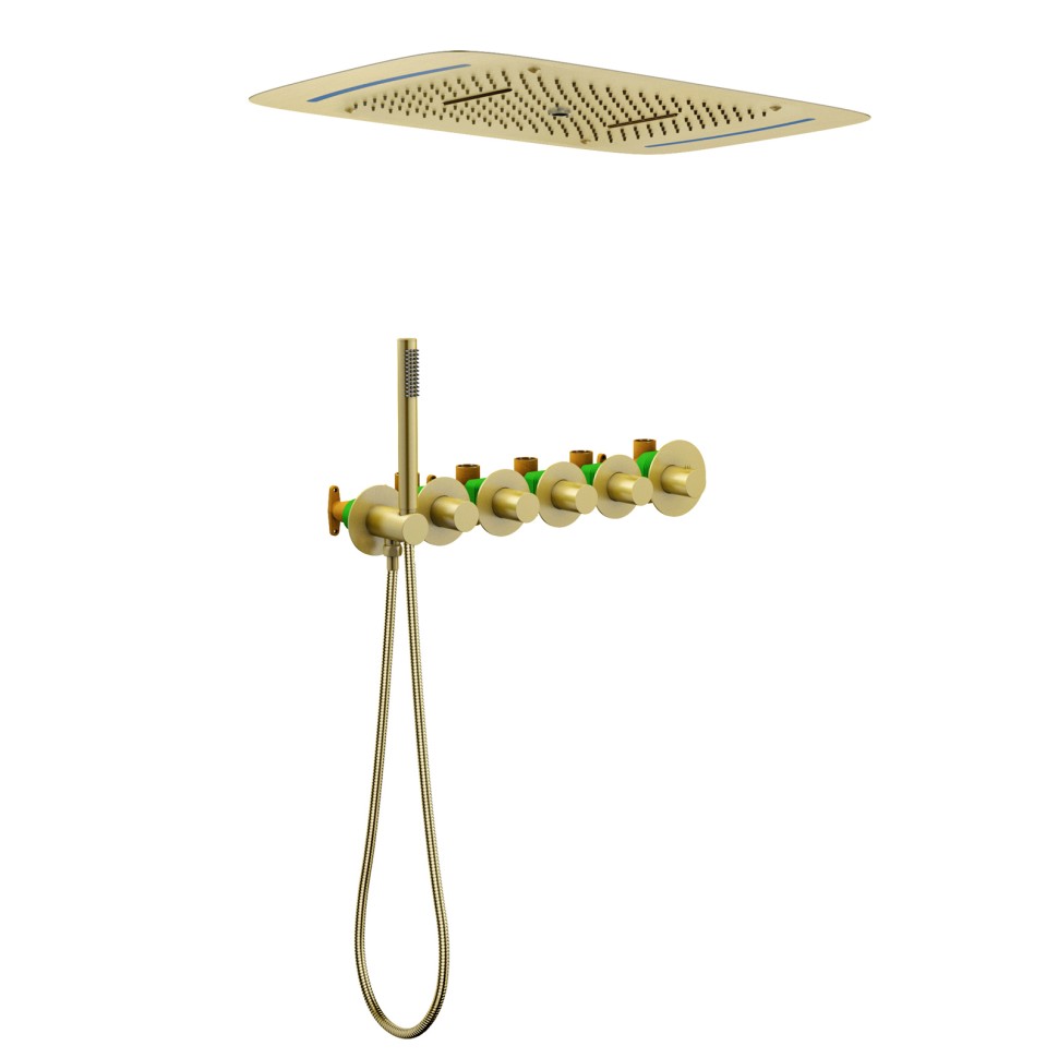 Душевая система встроенная с термостатом Timo Saona SX-2319/17SM золото матовое
