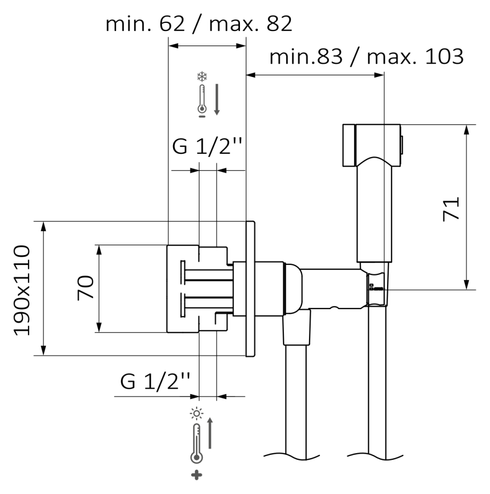 Гигиенический душ GRB INTIMIXER 8315320 встраиваемый, термостатический, хром