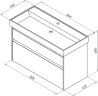 Тумба c раковиной Nova Lite 100 2 ящ. (SLIM SYNERGY) цв. дуб рошелье