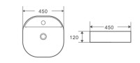 AQM5013 Раковина настольная с отверстием под смеситель. 450x450x120