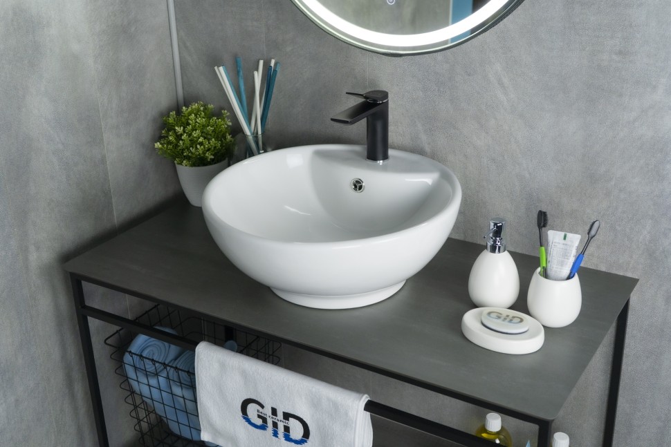 Раковина Gid N9001 51101 накладная белая 45x45x17