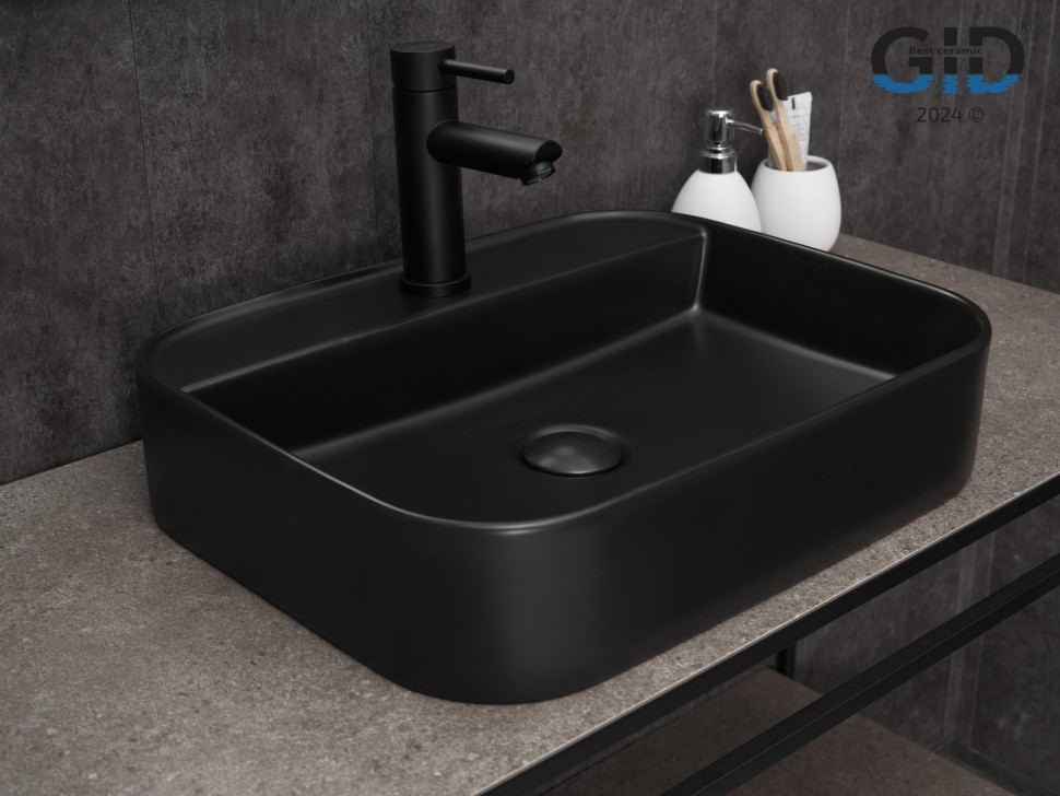 Раковина Gid Bm9550 53364 накладная черная матовая 50x40x11