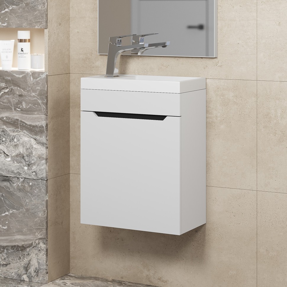 Тумба под раковину для ванной Uperwood Tanos 40 см, подвесная, белая/графит